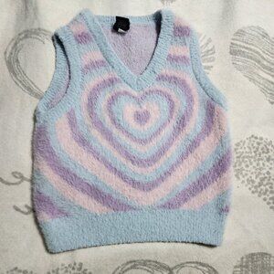 Sweet Society Pastel Heart Knit Sweater Vest – Sz‎ M